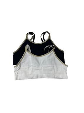 Anemone Bundle of 2 Women's Strappy Bralettes Metallic Gold/Silver Trim